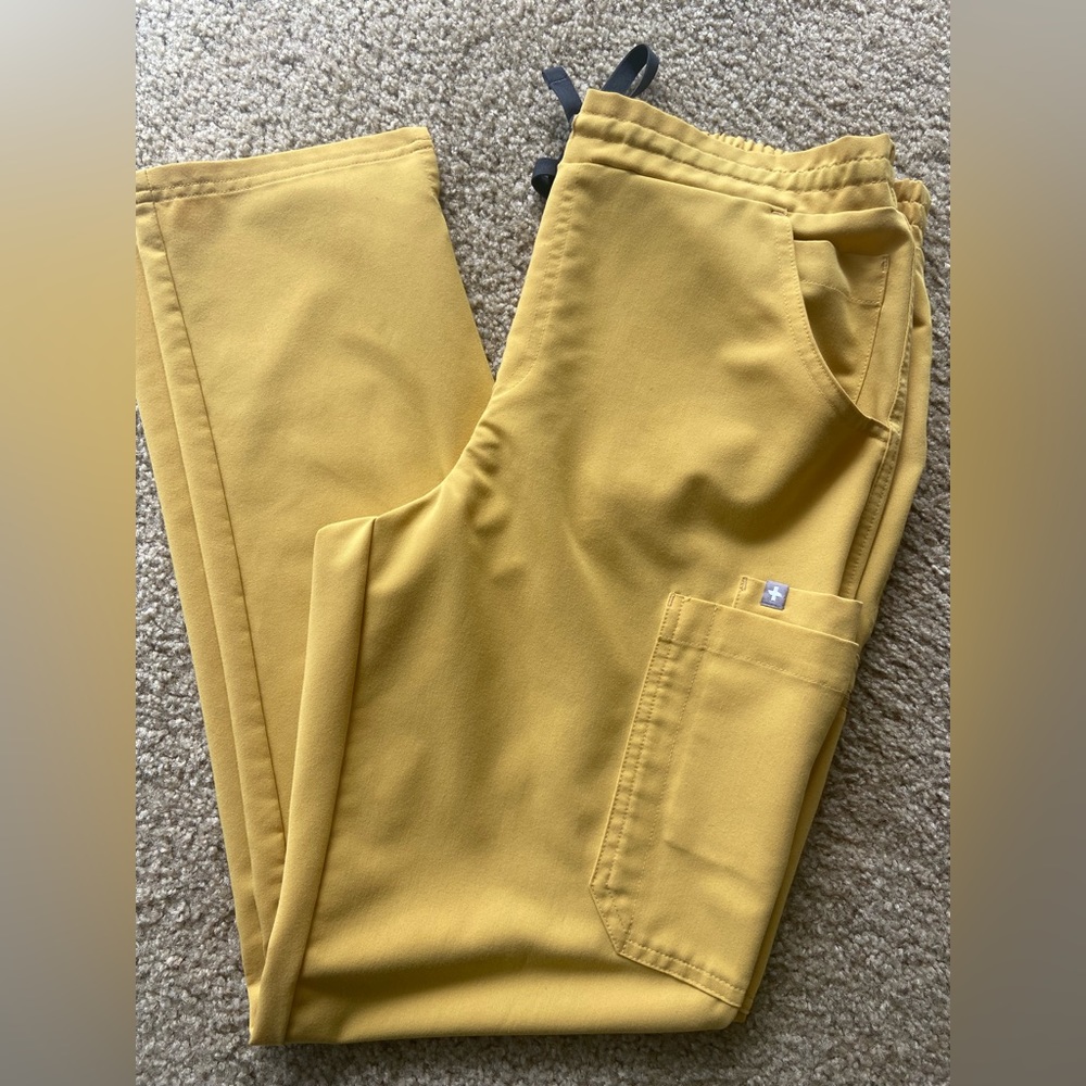 Women’s Figs Yola  Skinny Scrub pants mustard yellow
